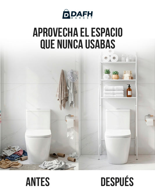 Estante organizador de 3 niveles sobre el inodoro: Organiza tu baño en minutos sin perforar paredes