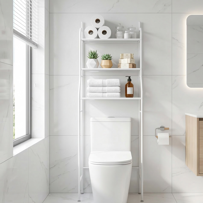 Estante organizador de 3 niveles sobre el inodoro: Organiza tu baño en minutos sin perforar paredes