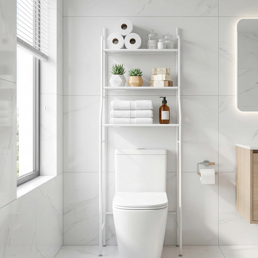 Estante organizador de 3 niveles sobre el inodoro