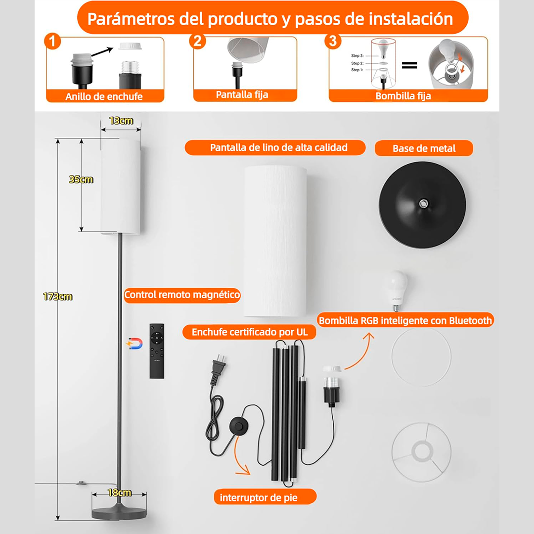 Lampara de pie inteligente: Convierte cualquier espacio en un ambiente único